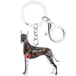 DOWAY Cute Enamel Dog Keychain Keyring Pets Dog Keyrings for Women Purse Bag Accessories Charms (Black Great Dane)
