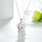 Peireara Maltese Dog Necklace for Women 925 Sterling Silver Maltese Pendant Necklaces Maltese Jewelry Gifts for Women