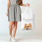ZYQFN Pomeranian Mama Canvas Tote Bag for Women, Dogs Lover Gift for Dog Mom, Birthday Christmas Cute Pomeranian Gifts For Women, Tote Bag for Work College Travel. (025)