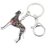DOWAY Cute Enamel Dog Keychain Keyring Pets Dog Keyrings for Women Purse Bag Accessories Charms (Black Great Dane)