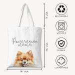 ZYQFN Pomeranian Mama Canvas Tote Bag for Women, Dogs Lover Gift for Dog Mom, Birthday Christmas Cute Pomeranian Gifts For Women, Tote Bag for Work College Travel. (025)