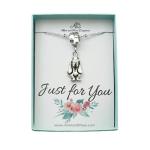 MOM & THREE DAUGHTERS Basset Hound Women's Necklace Silver Pewter Charm | Handcrafted 22 Inch Stainless Steel Saturn Chain | Adorable Silver Toned Mixed Metal Paw Print Bale | Great Choice for Anyone