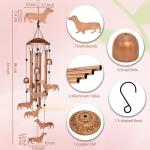 GDNSFIT Dachshund Dog Wind Chimes for Outside,Metal Windchimes,Dachshund Dog Gifts for Women/Men,Wind Chime Garden Decor Outdoor,Memorial/Housewarming/Birthday/Festival Gifts,Front Yard Decor