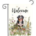 Spring Summer Garden Flag Floral Bernese Mountain Yard Flag Flower Dog Garden Flags for Outside Small Outdoor Welcome Flags 12x18 Double Sided