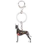 DOWAY Cute Enamel Dog Keychain Keyring Pets Dog Keyrings for Women Purse Bag Accessories Charms (Black Great Dane)