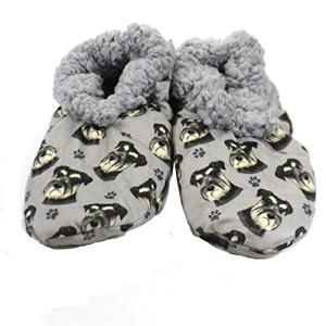 Schnauzer Super Soft Slippers - E&S Pets - Schnauzer Gifts - Cozy House Slippers - Non Skid Bottom - One Size Fits Most - Sherpa Slipper - Pet Lover Gifts For Men And Women
