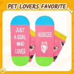 HAPPYPOP Funny Huskies Socks for Girls - Silly Fun Weird Huskies Gifts in Pink, Dog Lovers Socks Gifts