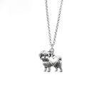 Feather Lily Maltese Charm Necklace, Maltipoo Pet Dog Lover Gift, Silver Metal with Heart Pendant on a Chain, Ladies I Love bijon frise havanese whiteShort Hair