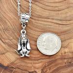 MOM & THREE DAUGHTERS Basset Hound Women's Necklace Silver Pewter Charm | Handcrafted 22 Inch Stainless Steel Saturn Chain | Adorable Silver Toned Mixed Metal Paw Print Bale | Great Choice for Anyone