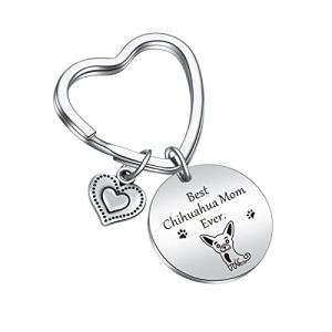 JIUSHUN Best Chihuahua Mom Ever Keychain for Chihuahua Gifts, Owners Vet Tech Jewelry Dog Mom Keychain Veterinarian Keyring for Wife Dog Charm Keyring