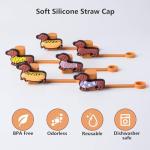 6PCS Straw Cover, 10mm Dog Straw Toppers for Stanley Cup, Dachshund Dog Straws Topper Fits Stanley Tumbler, Stanley Cup Accessories Weiner Dog Lover Gifts
