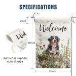 Spring Summer Garden Flag Floral Bernese Mountain Yard Flag Flower Dog Garden Flags for Outside Small Outdoor Welcome Flags 12x18 Double Sided