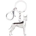 DOWAY Cute Enamel Dog Keychain Keyring Pets Dog Keyrings for Women Purse Bag Accessories Charms (Black Great Dane)