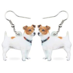DUOWEI Acrylic Jack Russell Terrier Earrings Lovely Dog Pets Dangle Drop Jewelry for Women Lovers Novelty Gifts (White)