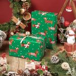 LeZakaa Christmas Dachshund Wrapping Paper Mini Roll, Dachshund Dressed in Festive Customes, White Snow-dot Xmas Green Design, Holiday Party Gift Wrap for Kids Boys Girls, 17 inches x 16.4 Feet