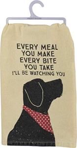 Primitives by Kathy Cotton Dish Towel Set - Dog Design, Kitchen/Bathroom Decor, Tea Towels, 28"x28"