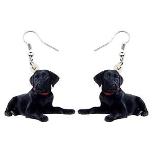 NEWEI Acrylic Lying Black Labrador Dog Dangle Earrings Drop Animal Jewelry For Women Gift Charm Accessories