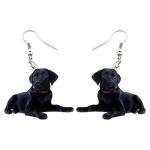 NEWEI Acrylic Lying Black Labrador Dog Dangle Earrings Drop Animal Jewelry For Women Gift Charm Accessories