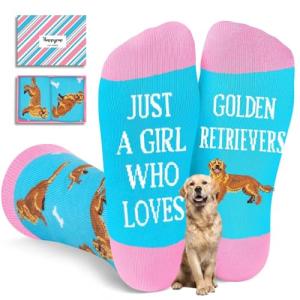 HAPPYPOP Golden Retrievers Socks for Women - Funny Gifts for Dog Lovers, Golden Retrievers Gifts for Women Christmas