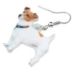 DUOWEI Acrylic Jack Russell Terrier Earrings Lovely Dog Pets Dangle Drop Jewelry for Women Lovers Novelty Gifts (White)