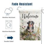 Spring Summer Garden Flag Floral Bernese Mountain Yard Flag Flower Dog Garden Flags for Outside Small Outdoor Welcome Flags 12x18 Double Sided