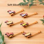 6PCS Straw Cover, 10mm Dog Straw Toppers for Stanley Cup, Dachshund Dog Straws Topper Fits Stanley Tumbler, Stanley Cup Accessories Weiner Dog Lover Gifts