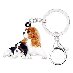 WEVENI Acrylic Cute Double Cavalier King Charles Spaniel Dog Keychain Pet Charms For Women Girl Bag Car Wallet (Couple A)