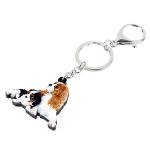 WEVENI Acrylic Cute Double Cavalier King Charles Spaniel Dog Keychain Pet Charms For Women Girl Bag Car Wallet (Couple A)