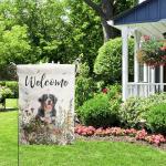Spring Summer Garden Flag Floral Bernese Mountain Yard Flag Flower Dog Garden Flags for Outside Small Outdoor Welcome Flags 12x18 Double Sided