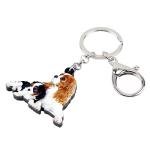 WEVENI Acrylic Cute Double Cavalier King Charles Spaniel Dog Keychain Pet Charms For Women Girl Bag Car Wallet (Couple A)
