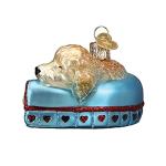 Old World Christmas Sleepy Doodle Dog Glass Blown Ornament for Christmas Tree, Handcrafted Holiday Decoration, Dog Collection