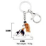 WEVENI Acrylic Cute Double Cavalier King Charles Spaniel Dog Keychain Pet Charms For Women Girl Bag Car Wallet (Couple A)