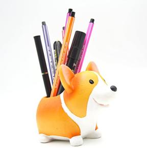MONMOB Creative Corgi Pen Pencil Brush Holder Pot Stylish Storage Container Desk Accessories Organizer Decoration Succulent Plant Pot Office School Gift