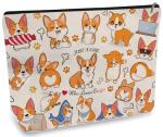 DOOX Corgi Makeup Bags with Lining, Funny Cosmetic Bags Pencil Pouch - Double-Sided Print - Double-Sided Print - Cute Birthday & Christmas Corgi Gifts for Daughter,Sister, Women