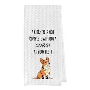 Geqtt Funny Corgi Dish Towels - Corgi Decorative Waffle Weave Kitchen Towels, Corgi Hand Towel, Corgi Tea Towel, Corgi Gifts, Corgi Gifts for Corgi Lovers (16×24 Inches)