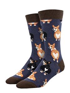Socksmith Corgi Butt Blue Heather 10-13 (Men's Shoe Size 7-12.5)