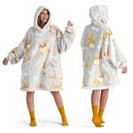 Bedsure Wearable Blanket Hoodie, Sherpa Hooded Blanket Printed for Adult & Kids as Gifts for Women, Mom Gifts Sherpa Hoodie, Standard, Corgi, Silver Grey