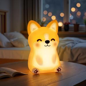 Mewaii Huggwaii Corgi Dog Night Light for Kids, 3 Brightness Levels Silicone Nursery Dog Lamp, 30 Min Timer&Rechargeable Cute Puppy Kids Night Light for Bedroom,Corgi Gifts for Boys,Baby Room Decor