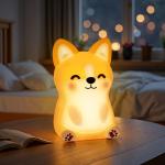 Mewaii Huggwaii Corgi Dog Night Light for Kids, 3 Brightness Levels Silicone Nursery Dog Lamp, 30 Min Timer&Rechargeable Cute Puppy Kids Night Light for Bedroom,Corgi Gifts for Boys,Baby Room Decor