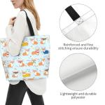 Qwalnely Corgi Tote Bag Beach Canvas Travel Bag for Women, Shopping Bag Gifts for Corgi Lover