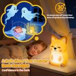 Mewaii Huggwaii Corgi Dog Night Light for Kids, 3 Brightness Levels Silicone Nursery Dog Lamp, 30 Min Timer&Rechargeable Cute Puppy Kids Night Light for Bedroom,Corgi Gifts for Boys,Baby Room Decor