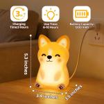Mewaii Huggwaii Corgi Dog Night Light for Kids, 3 Brightness Levels Silicone Nursery Dog Lamp, 30 Min Timer&Rechargeable Cute Puppy Kids Night Light for Bedroom,Corgi Gifts for Boys,Baby Room Decor