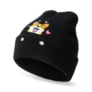 Corgi Dog Lover Beanie Winter Warm Cute Dog Embroidery Beanie with Greeting Card Gift Box for Women Men Gift Caring Corgi