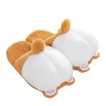 seemehappy Women Fuzzy Corgi Slippers Non-Slip Novelty Plush Animal Slippers Warm Comfy Bedroom House Shoes Gift-Brown