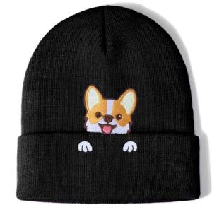 Corgi Dog Hat Beanie for Corgi Lovers Corgi Gifts for Corgi Dog Dad Mother Cute Corgi Stuff Decor Women Men Black