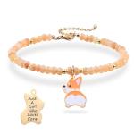 Melix Home Corgi Natural Stone Bracelets For Corgi Lovers Cute Gifts for Friends Women Sister Friendship Gift