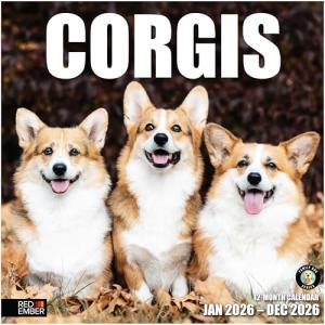 RED EMBER Corgis 2026 Wall Calendar 12 Month | 12" x 24" Open | Thick & Sturdy Paper | Holiday Gift | Cute Puppy Dog Calendar 2026