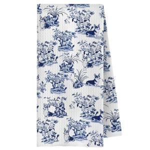 ChenCraty Chinoiserie Corgi Kitchen Towels,Corgi Gifts for Corgi Lovers Dish Tea Towels for Kitchen Decor,Corgi Decorative Hand Towels for Bathroom, 16x24 Inches