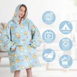 Wearable Blanket Hoodie for Adult,Oversized Sherpa Fleece Blanket Hoodie for Women Men,Corgi