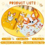 CY2SIDE Corgi Dog Diary Set - 6PCS Corgi Diary with Lock and Keys for Girls, Corgi Plush Secret Journal Diary Journaling Set for Writing, Make Your Own Scrapbook with Crafts Idea Gift for Teen Girls